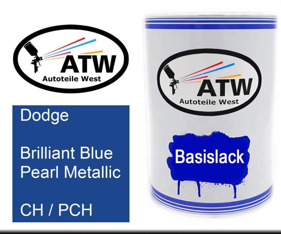 Dodge, Brilliant Blue Pearl Metallic, CH / PCH: 500ml Lackdose, von ATW Autoteile West.